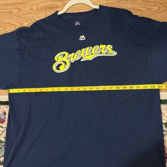Majestic Milwaukee Brewers Cotton Shirt #21 Size 2XL - Picture 3 of 11